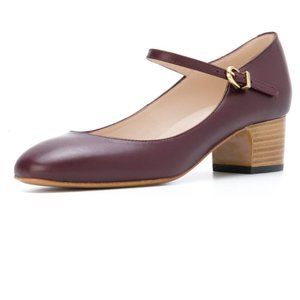 FSJ Mary Jane Stacked Block Heels Vintage Pumps